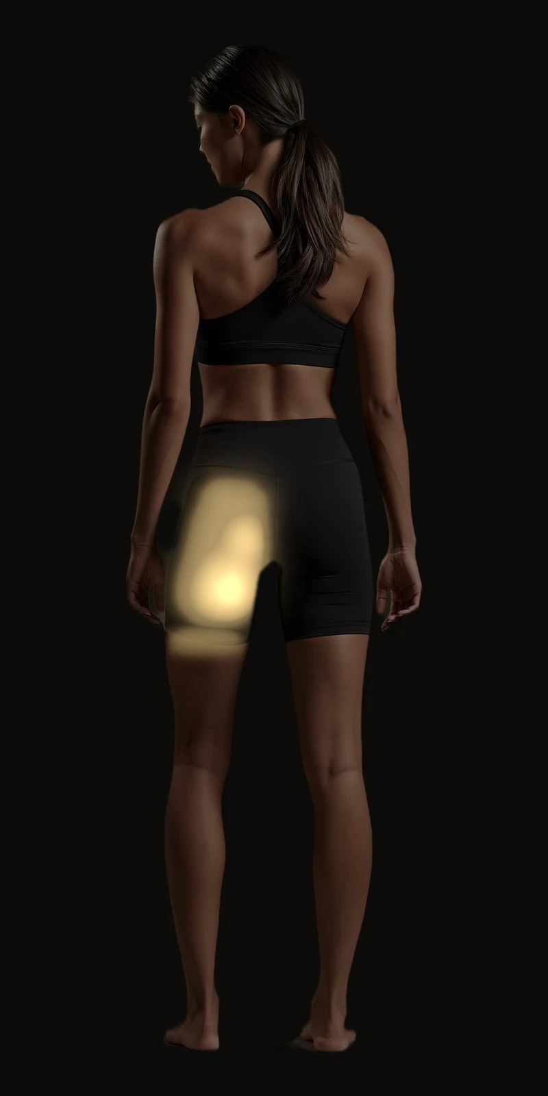 Referral pattern of the gluteus maximus highlighted on a posterior figure