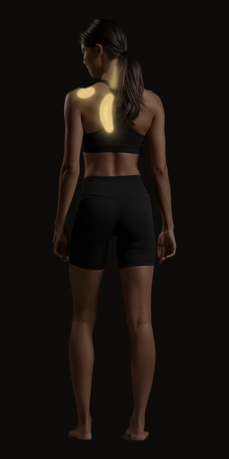 Referral pattern of the lower trapezius highlighted on a posterior figure