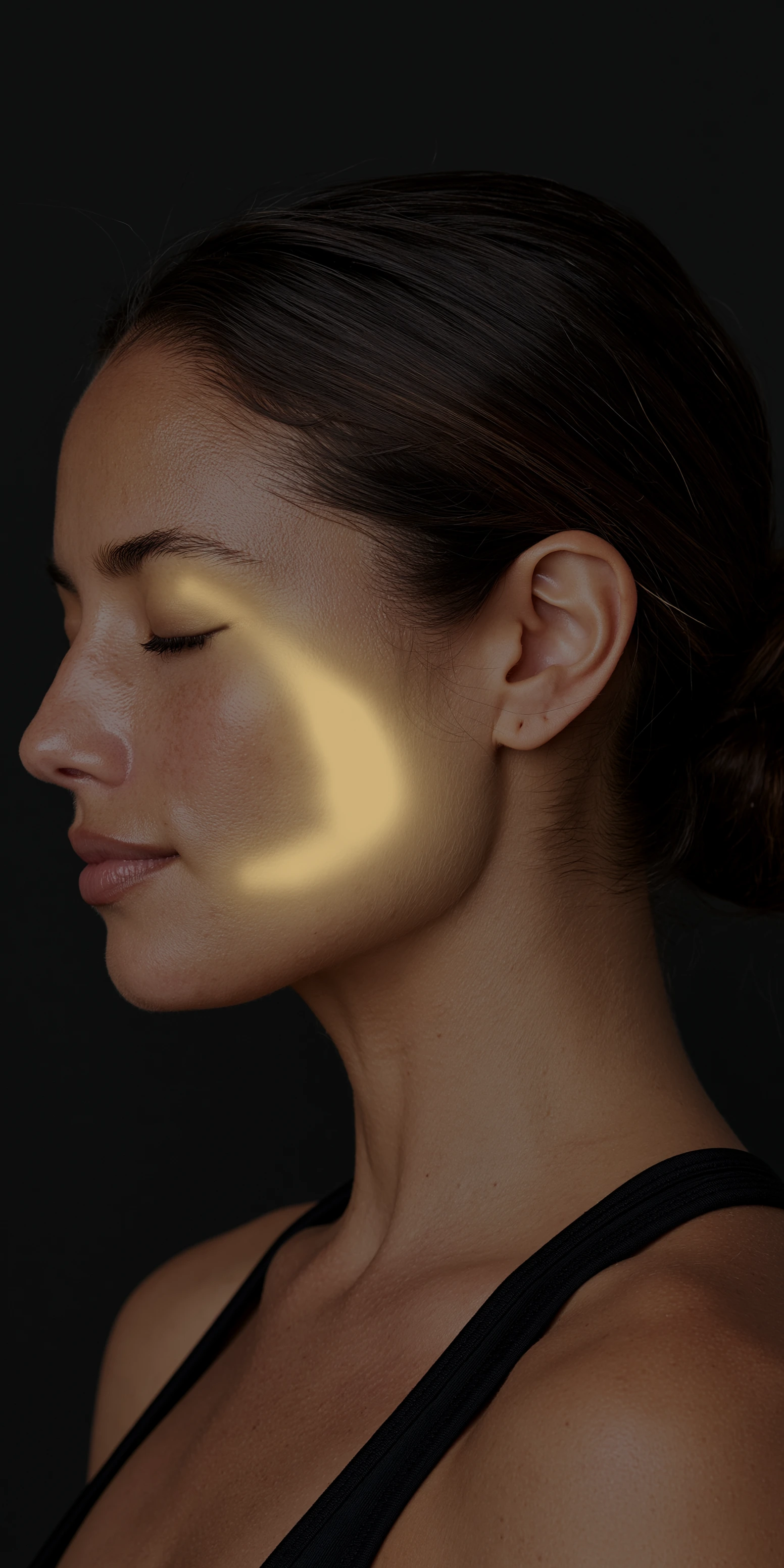Referral pattern of the masseter on a close-up head view