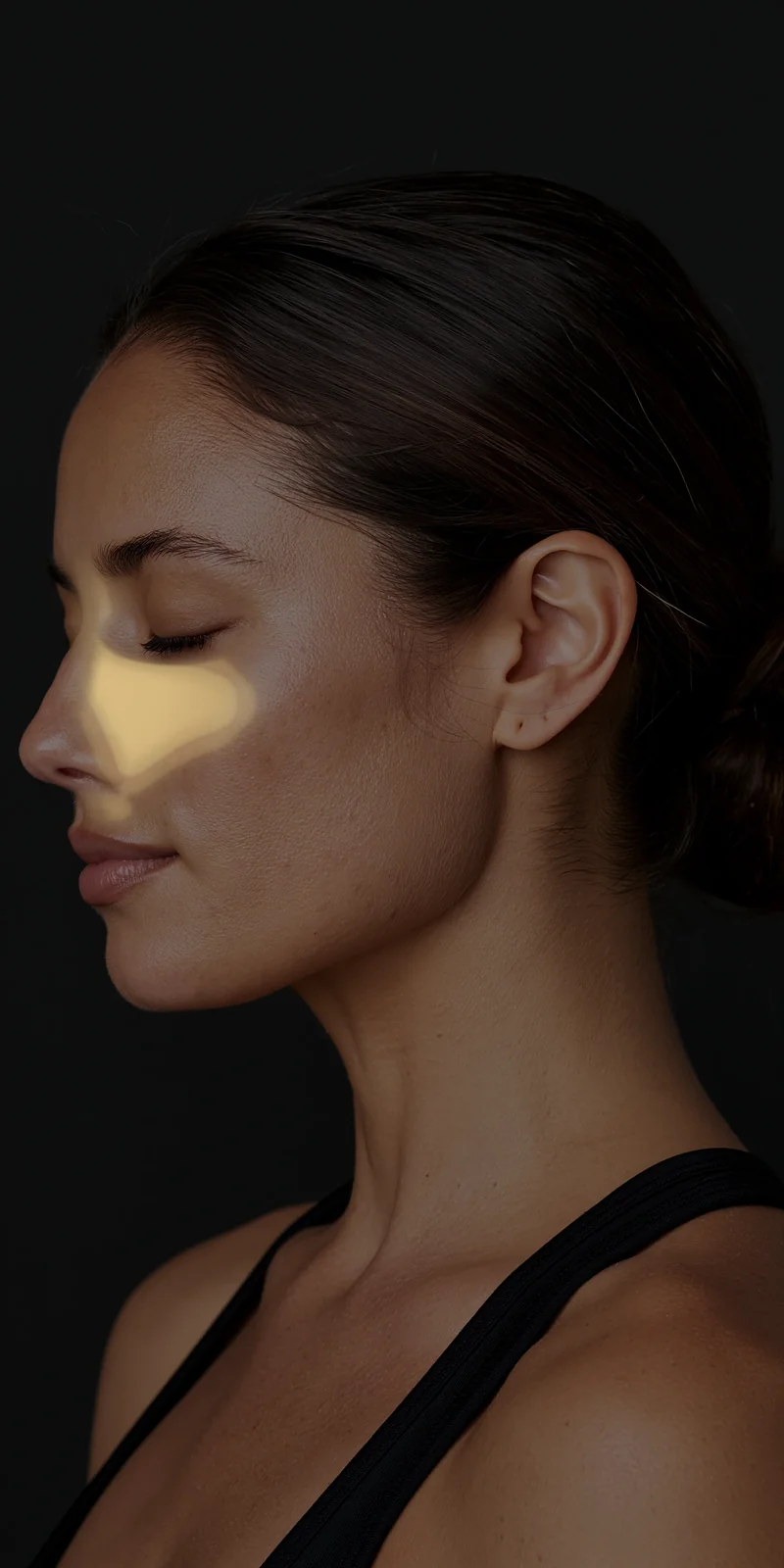 Referral pattern of the orbicularis oculi on a close-up lateral head view
