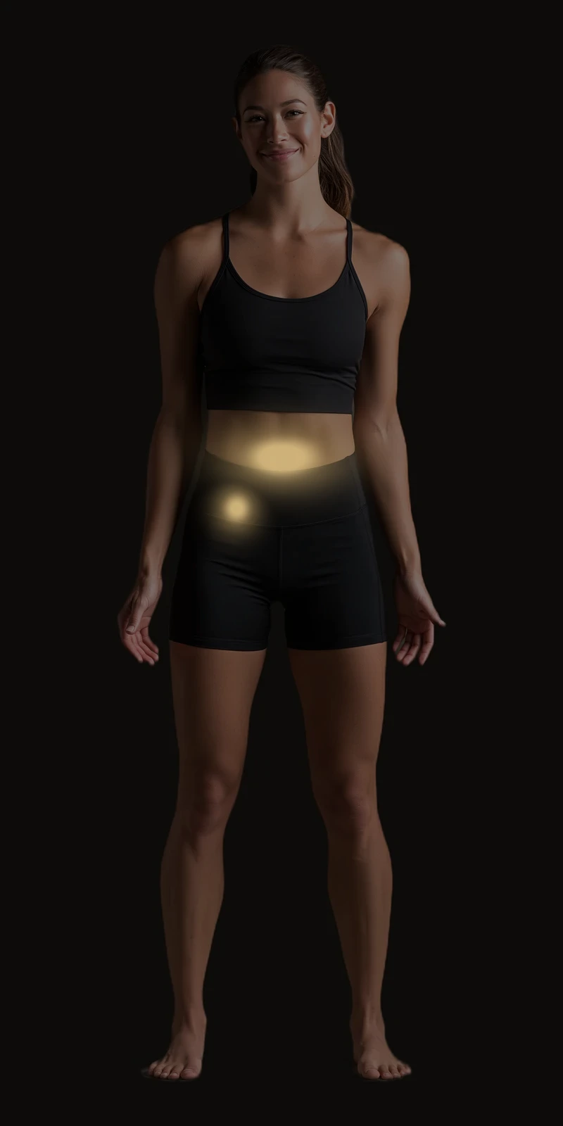 Referral pattern of the rectus abdominis on a front figure