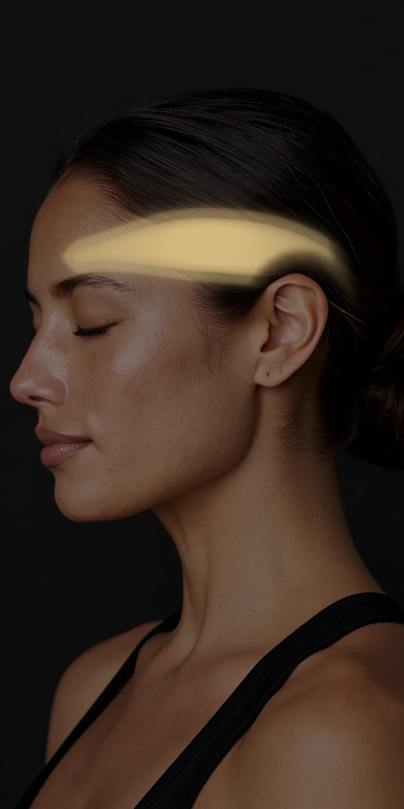 Referral pattern of the semispinalis capitis on a close-up lateral head view